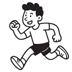 A vector illustration of a man running in black and white features clean black outlines, ideal for fitness icons, logos, or minimalist artwork.


