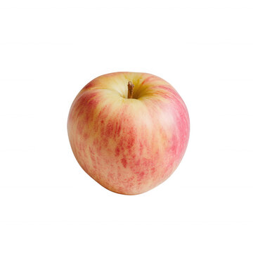 Fresh apple with reddish-yellow skin on a white isolated background, showcasing its smooth texture and vibrant colors, perfect for healthy lifestyle themes or culinary use.