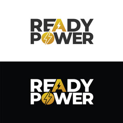 Ready Power Logo Bold Energy and Lightning Bolt Logo for Electric Solar or Power Companies