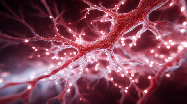 abstract of blood vessels as glowing fractals