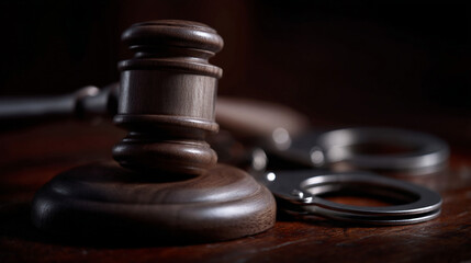 Handcuffs and gavel.