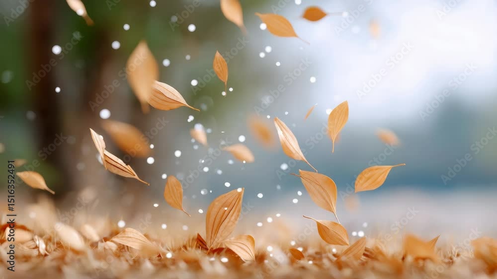 Aufkleber floating autumn leaves in a serene natural setting with soft blurred background