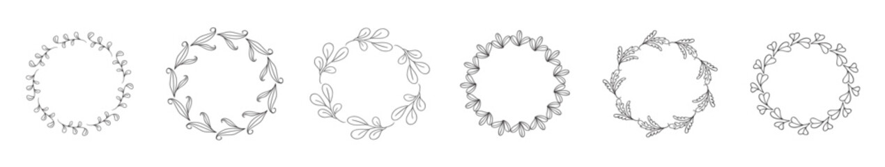Floral wreaths, Elegant Floral Round Frame. a round frame decorated with delicate branches and floral elements. Vector Illustration