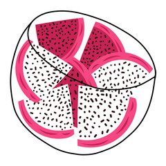 Fresh Pitaya Fruit in Bowl. Dragon Fruit Slice, Diced Dragon Fruit. Exotic Fruit Still Life