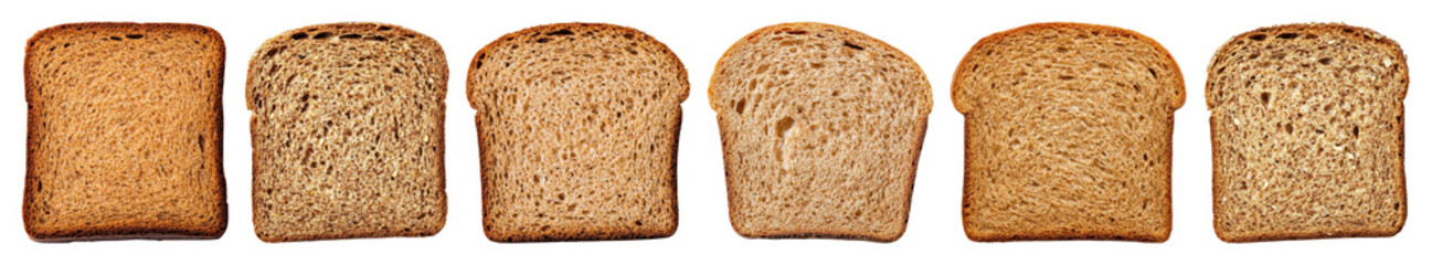 PNG Variety of toasted bread slices, element set on transparent background