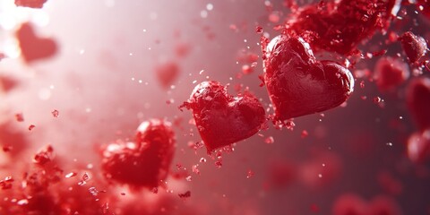 Fototapeta premium Red Heart-shaped Confetti