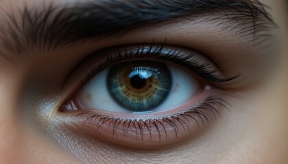 zoom in shot close up of human male eye. transition zoom to infinity black.