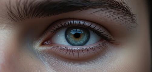 zoom in shot close up of human male eye. transition zoom to infinity black.