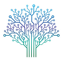 Abstract Creative Modern Circuit Board Gradient Technology Tree Vector Design 