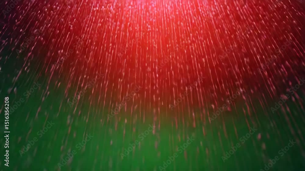 Aufkleber vibrant red and green abstract background with shimmering droplets falling in a blurred gradient