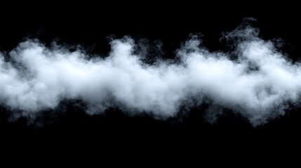 Fototapeta premium A white vapor stream floats against a stark black background