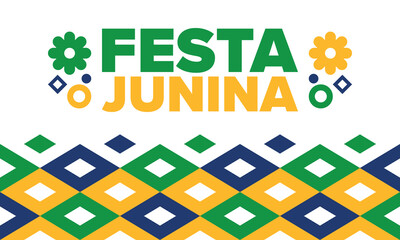 Festa Junina in Brazil. Brazilian festival. Happy holiday. Brazil flag. Carnival and parade. Summer fun party. Vector illustration