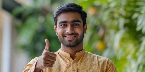 Smiling Man with Turban Giving Thumbs Up