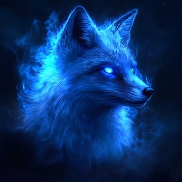 Fiery blue fox portrait