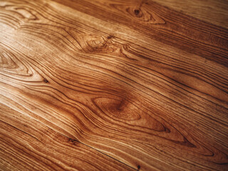 Obraz premium A rich, detailed close-up of a wooden surface, showcasing its exquisite natural grain and warm brown tones. Perfect for backgrounds or organic themes.