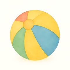 Obraz premium A brightly colored beach ball sits center frame evoking fun, leisure and summer vacation days out.
