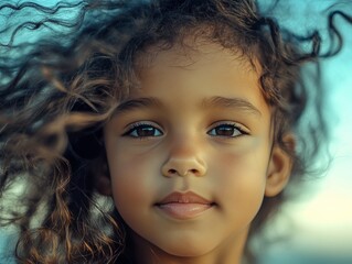Young girl with curly hair