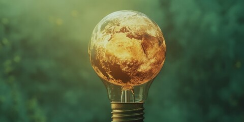 Planet Earth Inside Light Bulb