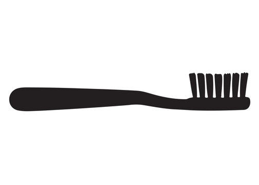 Toothbrush logo silhouette vector, Toothbrush logo icon, toothbrush silhouette vector illustration, simple black toothbrush silhouette logo vector on a white background.