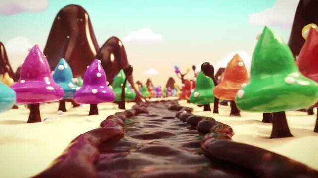 Candy river landscape illustration