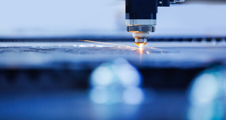 Precision laser cnc cutting metal with bright sparks