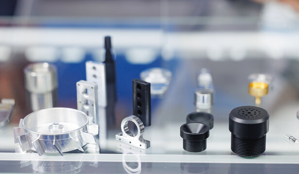 Precision metal components displayed after cnc machining process
