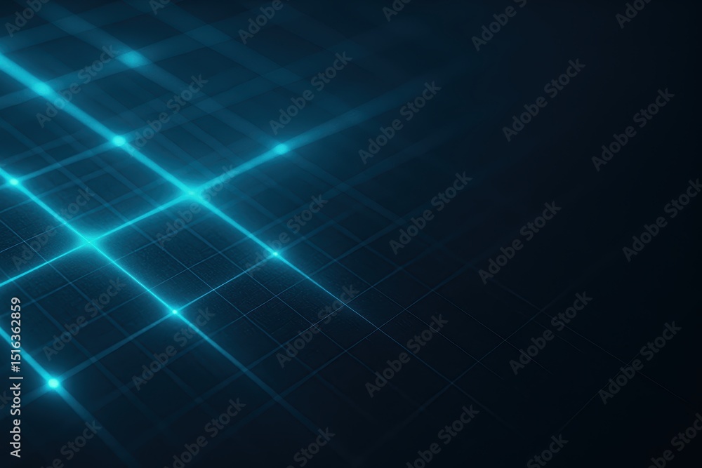Poster abstract digital grid pattern with glowing lines on dark background for technology concepts