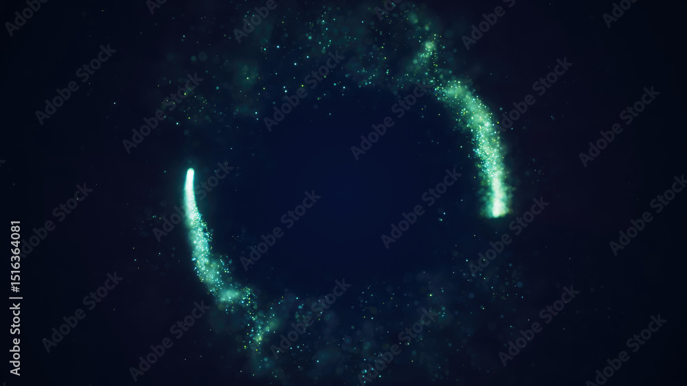 Poster a glowing blue singularity of energy and light forming a dynamic circular structure in deep space. a