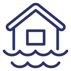 Flood line icon with a house