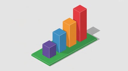 Fototapeta premium A colorful bar graph showcases four vertical bars of varying heights. 
