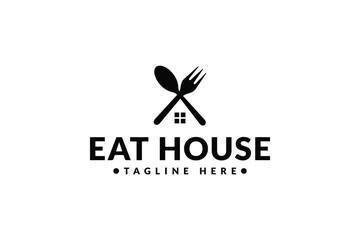 eat house logo design. logo icon vector illustration silhouette