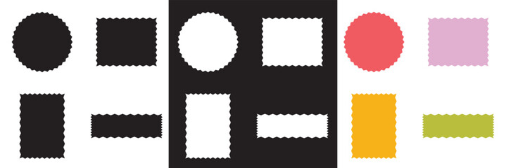 Wavy circular, oval and rectangular shape elements . Vector for websites, mobile interfaces, presentations, banner, visual branding etc. Vector illustration. isolated on white and black background. 