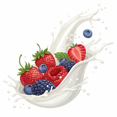 vector illustration logo for milk splash berries
