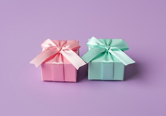 Obraz premium pastel gift composition flatlay