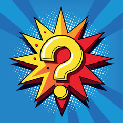 Comic Book with Question Marks and Exclamation Point in Pop Art Style Vector on Colorful Background. 