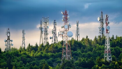 Obraz premium forest telecommunication towers