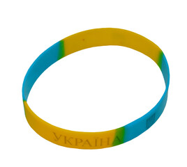 Silicone wristband in blue and yellow with “Україна” engraving, symbolizing Ukrainian...