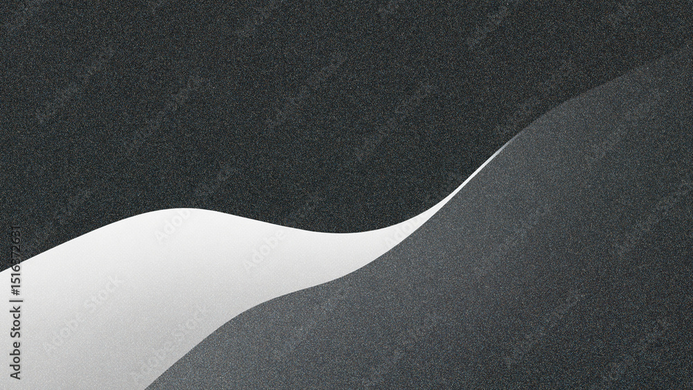 Poster abstract black and white wave design featuring smooth curves and gradients, creating a sense of dept
