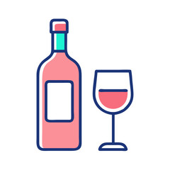Wine Bottle and Glass Icon Illustration Vector
