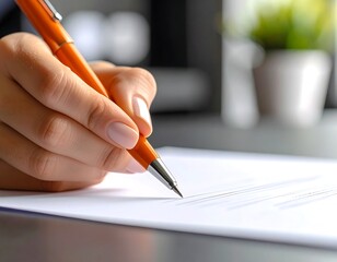 Close-up of hand writing on paper