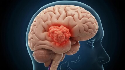 Brain tumor illustration medical visual aid,brain tumor,cerebral infarction. Medical health concept. Science 4k video