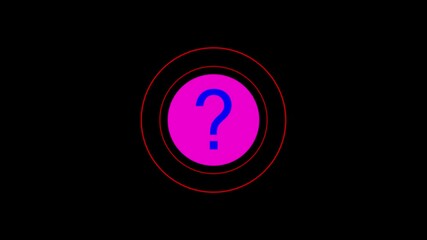 Radio wave signal with question mark icon animated on a black background. - Powered by Adobe