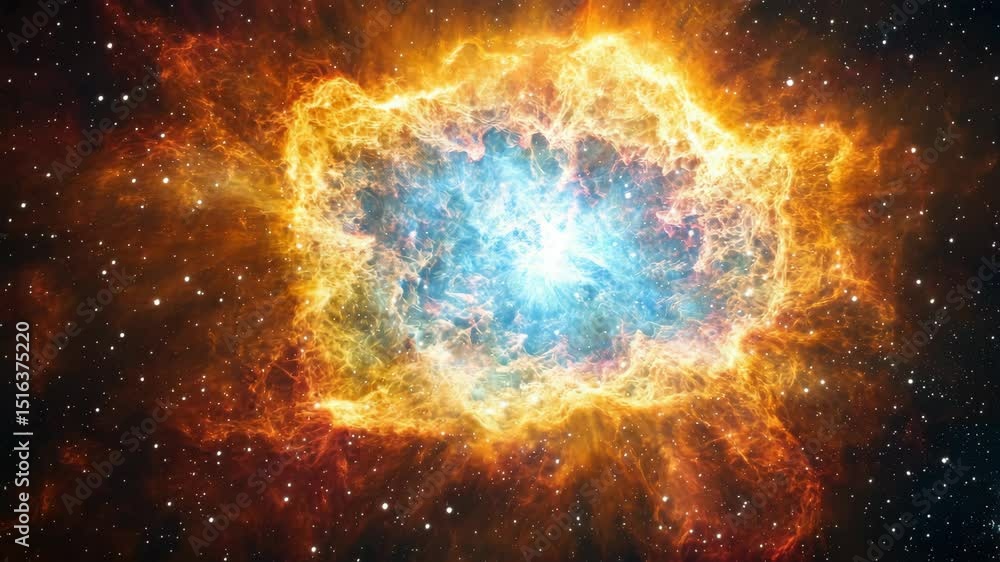 Aufkleber Exploding colorful nebula with bright blue and orange hues in deep space