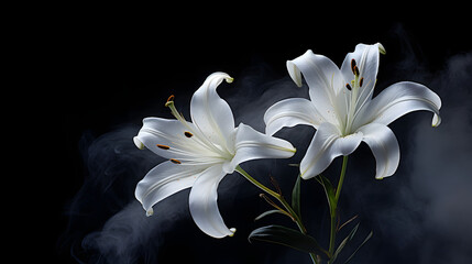 Fototapeta premium white lily on black background