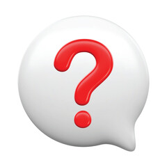 Red Question Mark on White Speech Bubble 3d icon isolated on white background vector illustration.