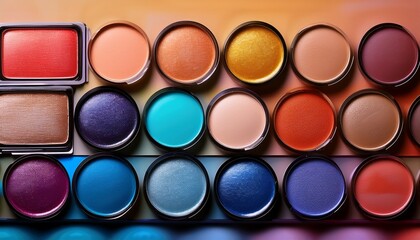 a colorful makeup selection showcasing various vibrant shades displayed in neat rows beautifully capturing an array of eye catching and trendy cosmetic options