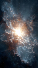 Fototapeta premium A bright explosion of light in cosmic space -