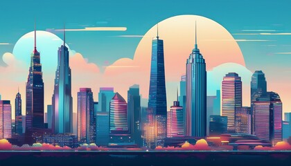 cityscape illustration skyline urban buildings