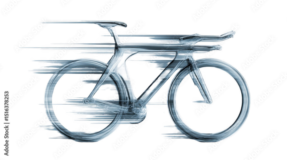Poster racing bicycle speeding with motion blur effect, creating a sense of dynamism and velocity, perfect 
