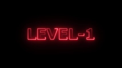 level-1 neon bright text font colorful animation. Glowing level-1 text with glitch effects animation. game concept next level icon isolated on black background - Powered by Adobe